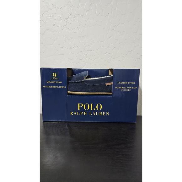 Polo Ralph Lauren Women's Navy Genuine Suede Collins Ski Bear Moccasin W9 - Picture 4 of 6